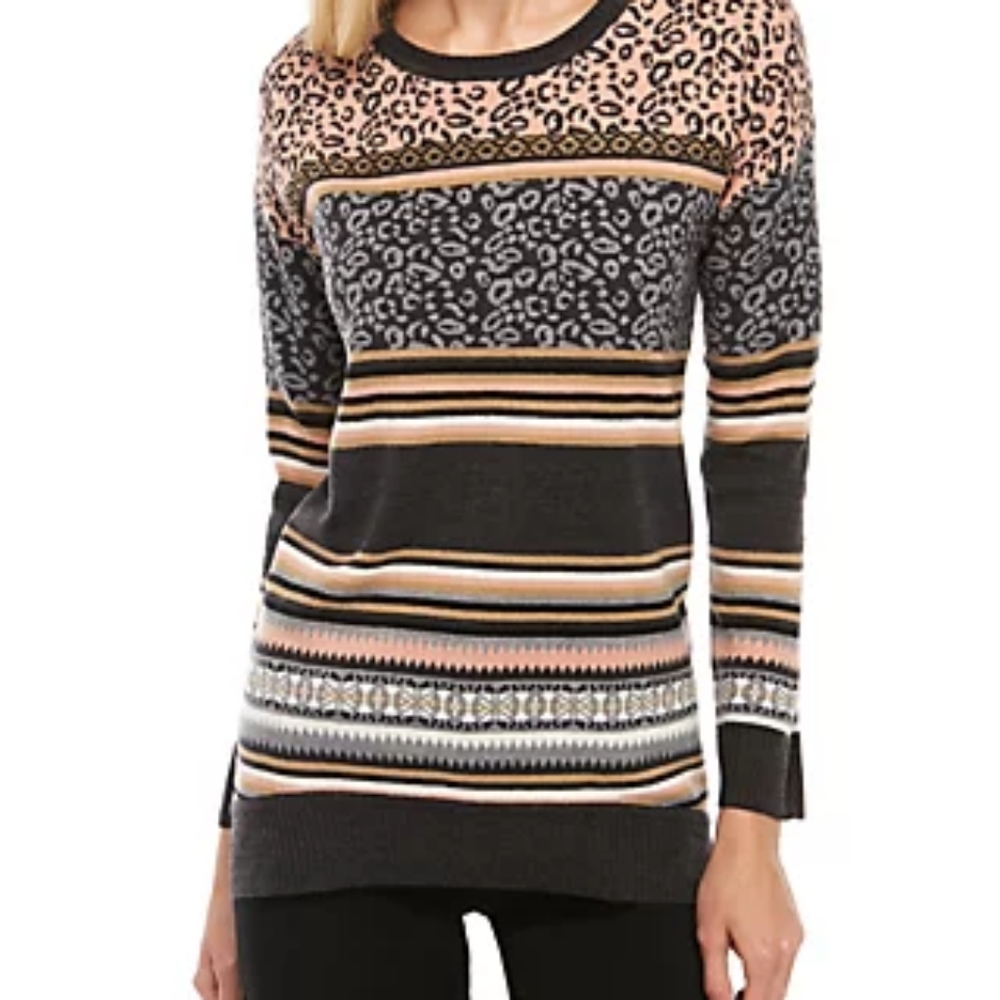 Cupio Striped Animal Multiprint Sweater sz.XL